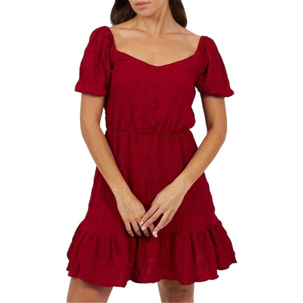 Brave Soul Womens/Ladies Sweetheart Short-Sleeved Mini Dress / Red
